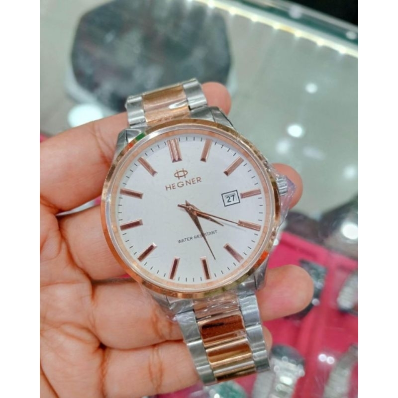 Jam Tangan Wanita ORIGINAL Hegner Stainless Steel Rose Gold Elegant