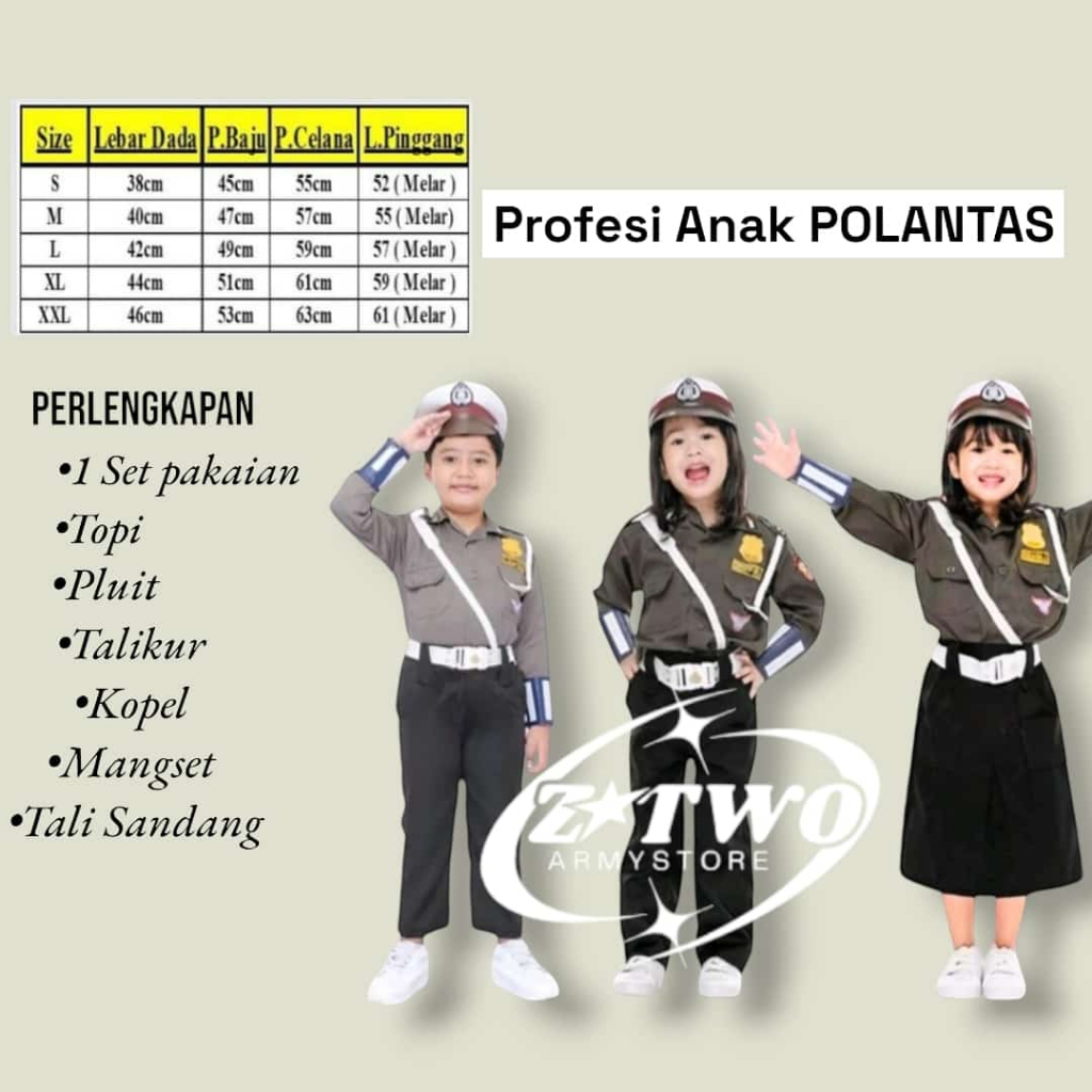 [COD] Baju Polisi Anak // Setelan Seragam Polisi Lalu Lintas Anak Cewe Cowo Baju Karnaval Baju Profe