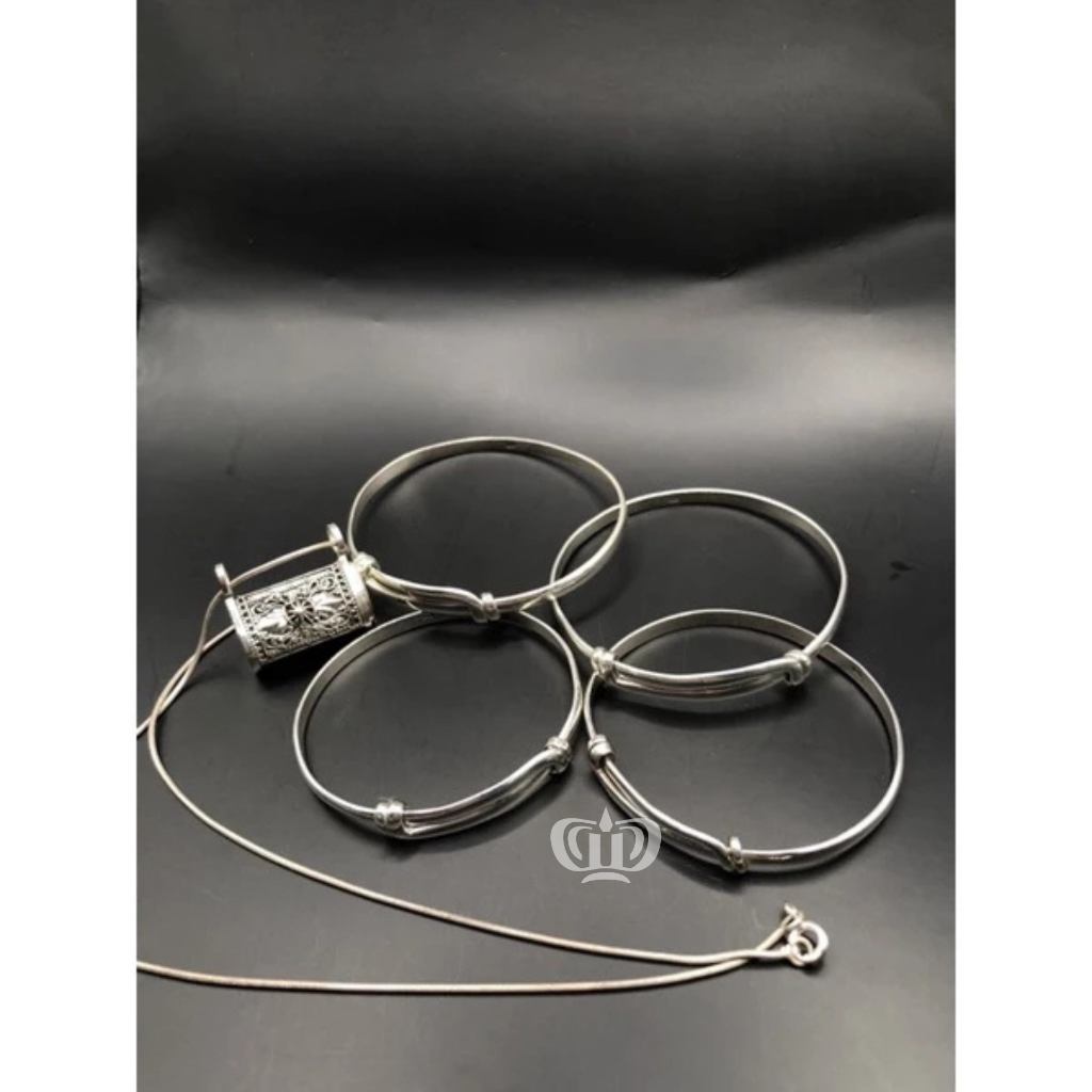 Dewi Souvenir Silver | Set Perhiasan Bayi Perak Gelang Tangan Gelang Kaki Kalung Blandong