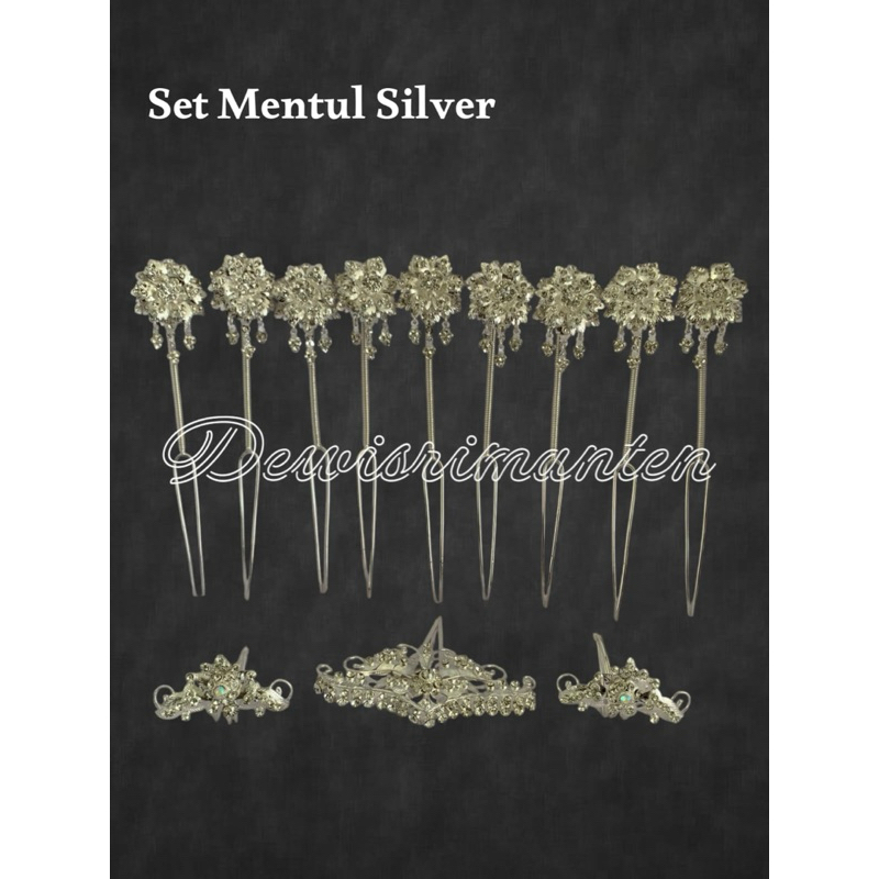 set perhiasan silver/Mentul pengantin set silver/Perhiasan pengantin jawa silver