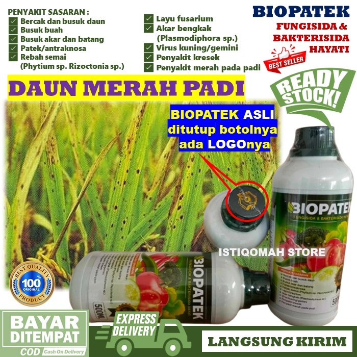 Obat Semprot Padi Mati Pucuk Daun Kuning BIOPATEK 500ML Fungisida Hayati Obat Semprot Hama Merah Pad