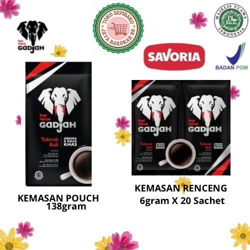 

KOPI GADJAH TUBRUK KEMASAN TWINPACK/KEMASAN POUCH/TWINPACK 20SACHET/POUCH 138gr