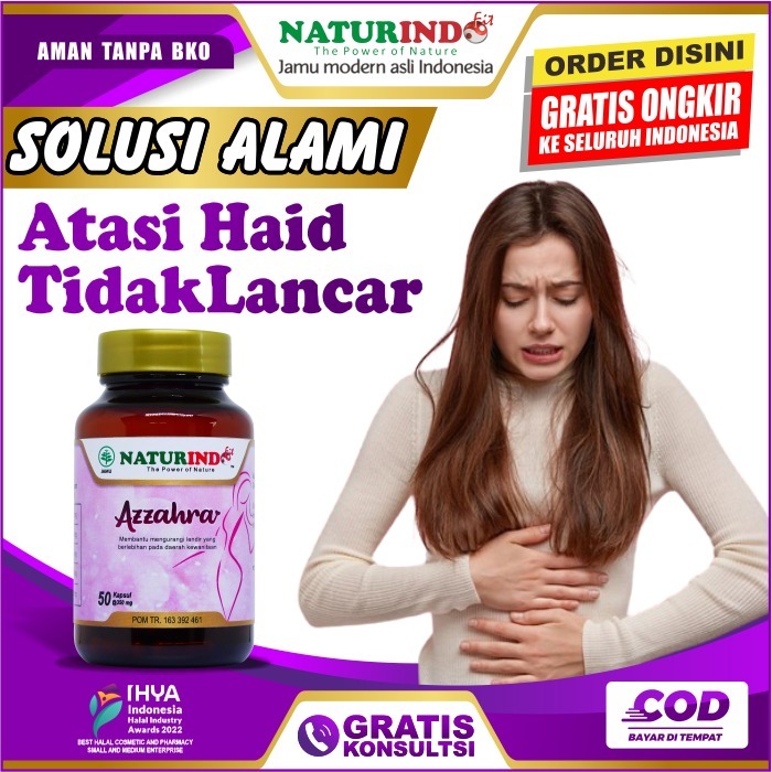 AZZAHRA PELANCAR HAID OBAT PELANCAR HAID KEPUTIHAN HORMON KEWANITAAN HERBAL NATURINDO