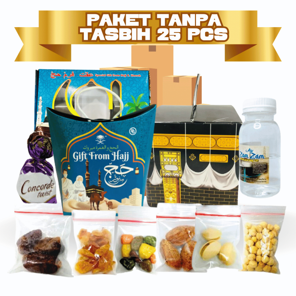 

G&C Paket Oleh Oleh Haji dan Umroh Ekonomis Dus tali jinjing kabah 25 paket gift Hampers LENGKAP