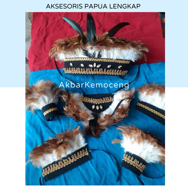 Aksesoris kepala adat papua dayak murah - hiasan kepala tangan kaki kalung untuk adat dayak papua da