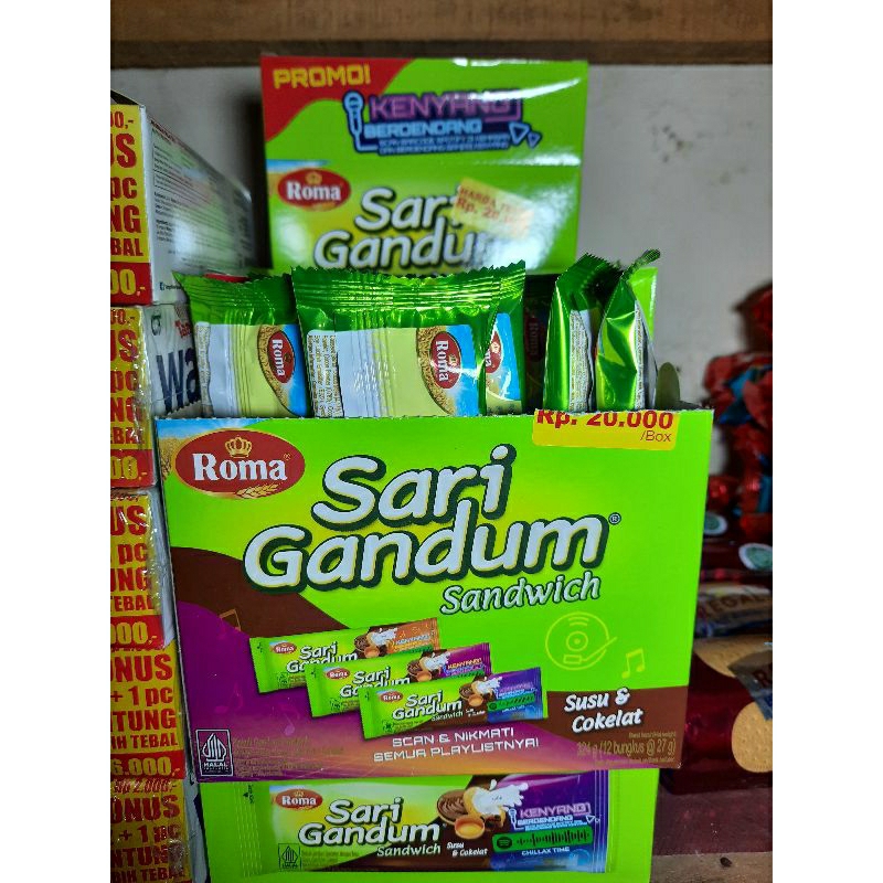 

Biskuit Roma Sari Gandum Coklat Sachet 1 Box