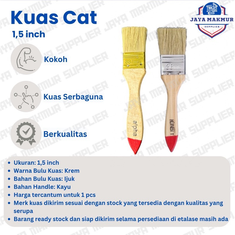 Kuas Cat Murah Serbaguna 1,5 inch TOT OWNER Gagang Kayu Satuan per pcs