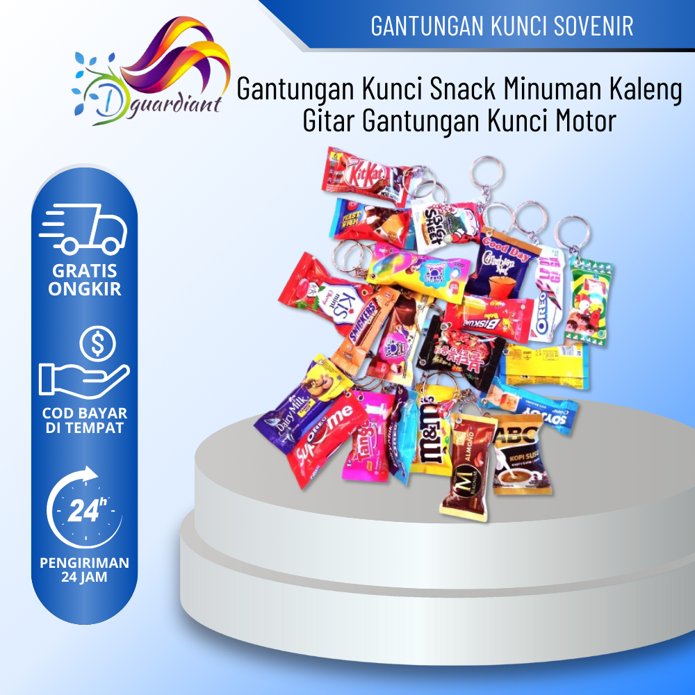 Souvernir Gantungan Kunci Rokok Snack Minuman Kaleng Gitar Gantungan Kunci Motor