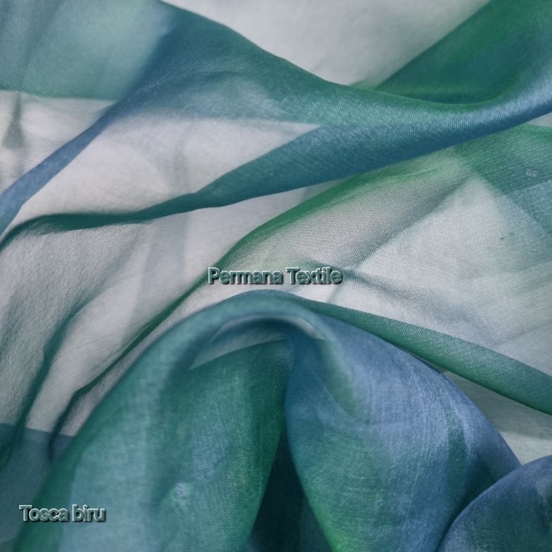 Hnna Kain Organza Sutra Polos Bahan Sutra Asli Gradasi Two tone ( 100% Pure Silk )