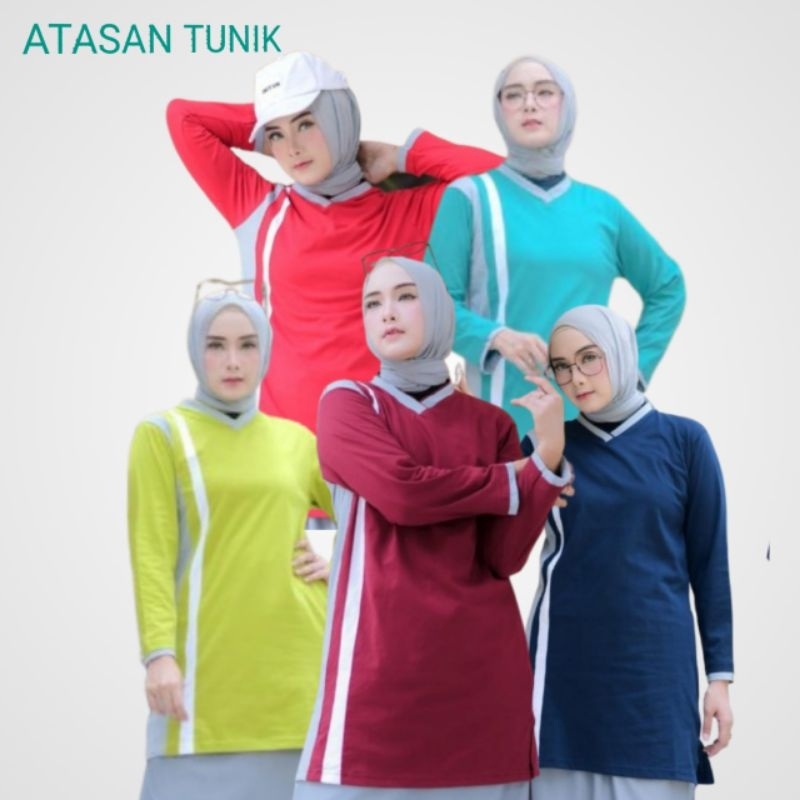 (READY SIAP KIRIM)baju atasan olahraga tunik muslimah/atasan olahraga untuk guru-guru,PKK,, olahraga