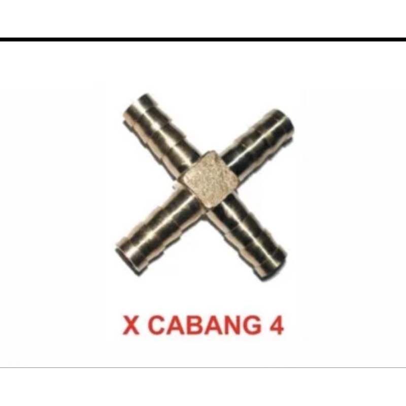 cabang 4 selang Kuningan ukuran 1/4 inch