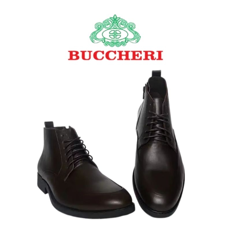 BUCCHERI Sepatu Boot Pria Full Kulit-Black&Brown-B9043.