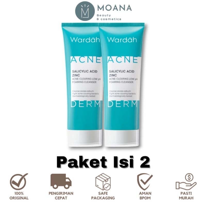 [ISI 2] Wardah Acnederm Pure Foaming Cleanser | Sabun Cuci Pembersih Muka Wajah Jerawat Mencerahkan 