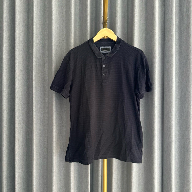 𝙋𝙍𝙀𝙇𝙊𝙑𝙀𝘿 Zara Man Black Polo Shirt Kemeja Lengan Pendek Pria Men's Apparel Branded