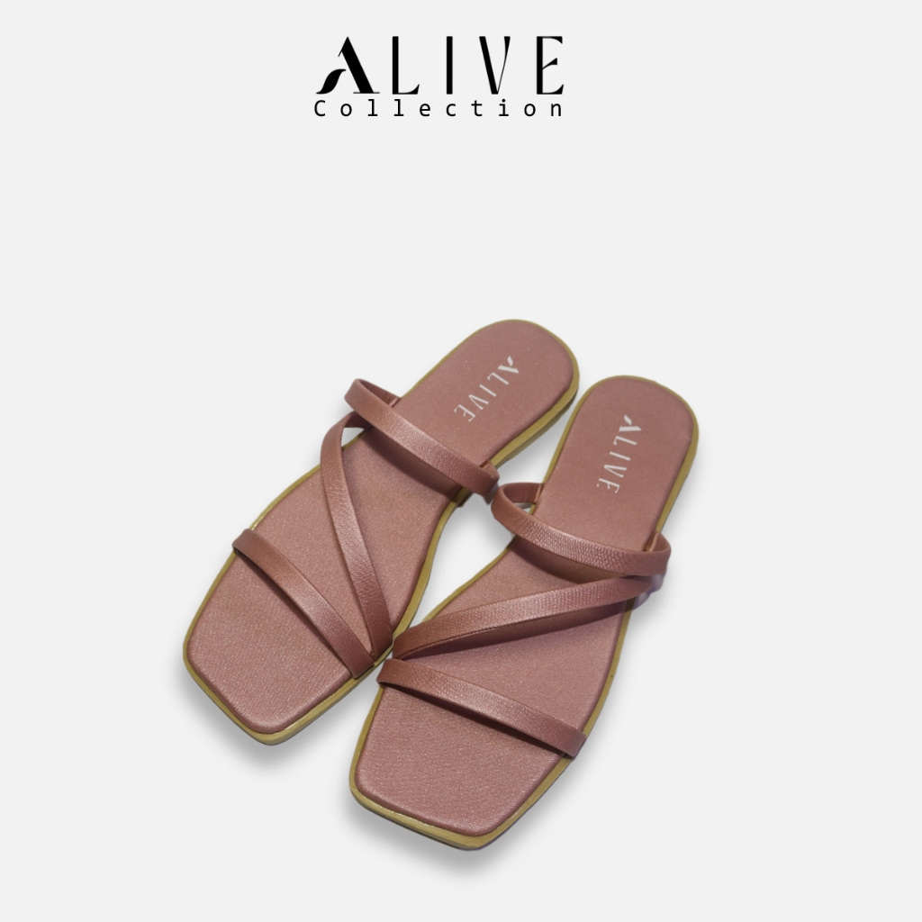 ALIVE - Sandal Flat Wanita DIVA Pink by Alive Collection sendal kekinian ORIGINAL - Sandal Murah Ber