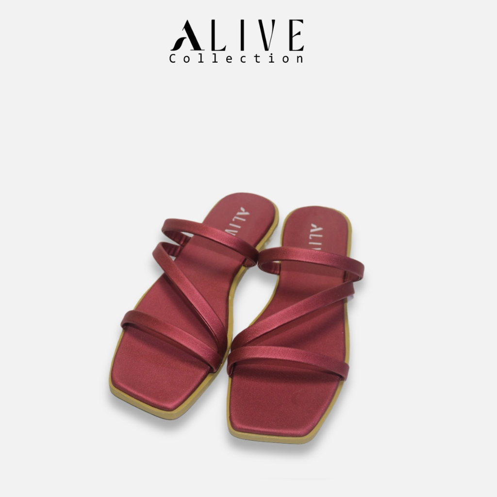 ALIVE - Sandal Flat Wanita DIVA Marun by Alive Collection sendal kekinian ORIGINAL - Sandal Murah Be