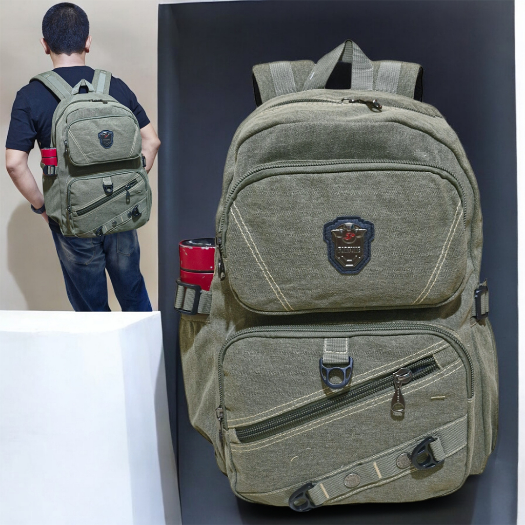 Fortune Tas Ransel Kanvas Import Tas Fasion Urban Style Ukuran 18 inch Tas Sekolah, Tas Liburan dll
