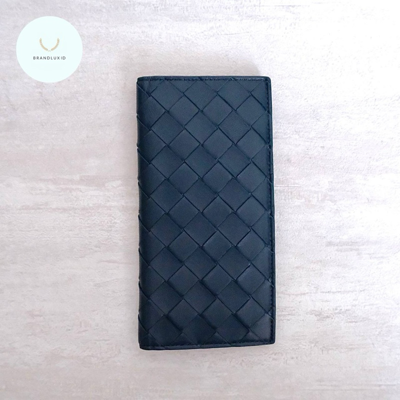 Bottega Veneta Long Bifold Wallet in Blue Navy