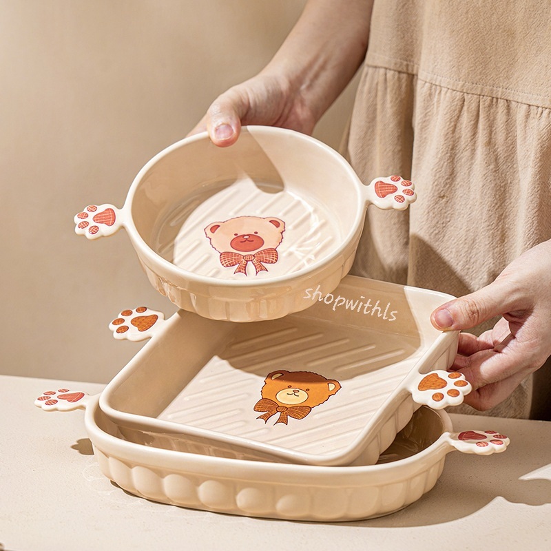 GOM SERIES/Korean Cute Bear Pattern   Plate/ Ceramic Plate/Korean Style Plate