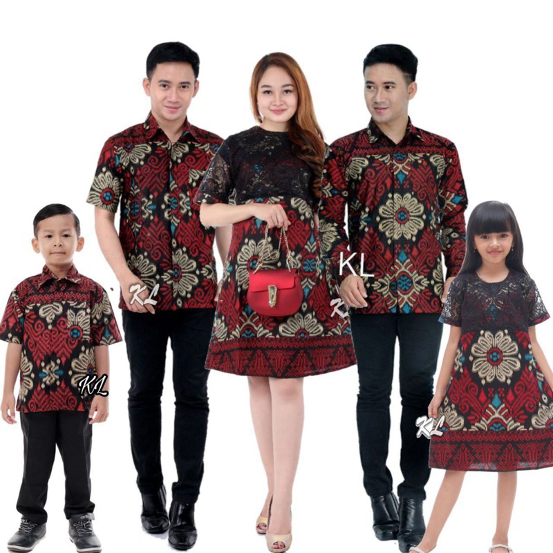 Baju Couple Dress Brokat Keluarga Pria dan Wanita Modern Batik Couple Keluarga Dress Natalan Hem Kat
