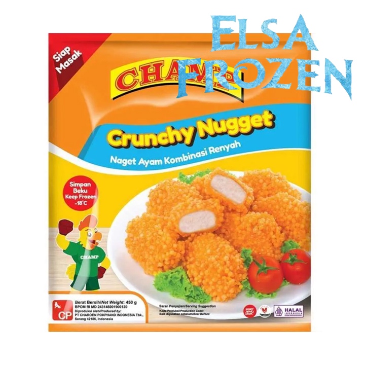 

CHAMP CRUNCHY NUGGET 450GR/NUGGET CRISPY RENYAH