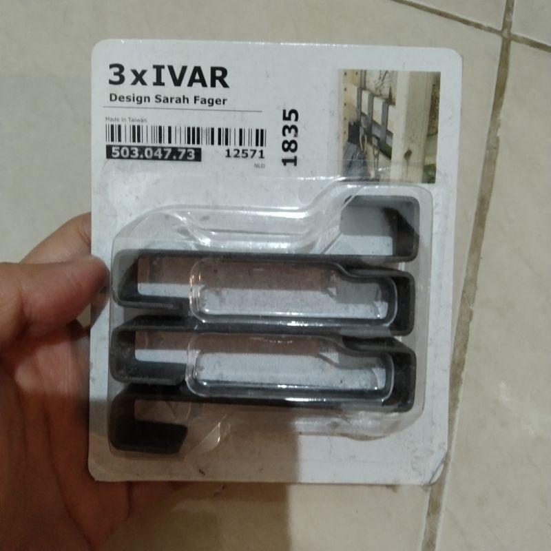 IKEA IVAR hook pengait S bahan besi baja 3pc abuabu