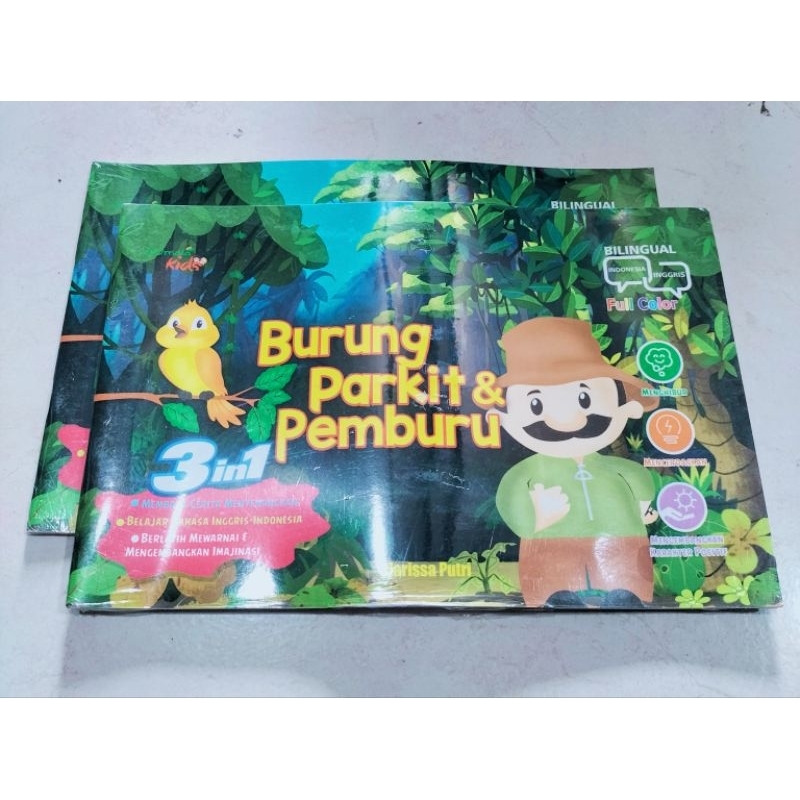 [ORIGINAL] BUKU CERITA ANAK / DONGENG ANAK / BURUNG PARKIT & PEMBURU / BILINGUAL / FULL COLOR / CLAR
