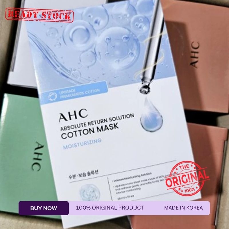 AHC ABSOLUTE RETURN SOLUTION COTTON MASK 28ML 100% PURE COTTON - MOISTURIZING