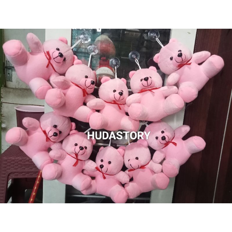 PROMO BONEKA TEDY BEAR PINK POLOS PANJANG 15 CM#BONEKA GANTUNGAN KACA MOBIL ATAU GANTUNGAN KUNCI