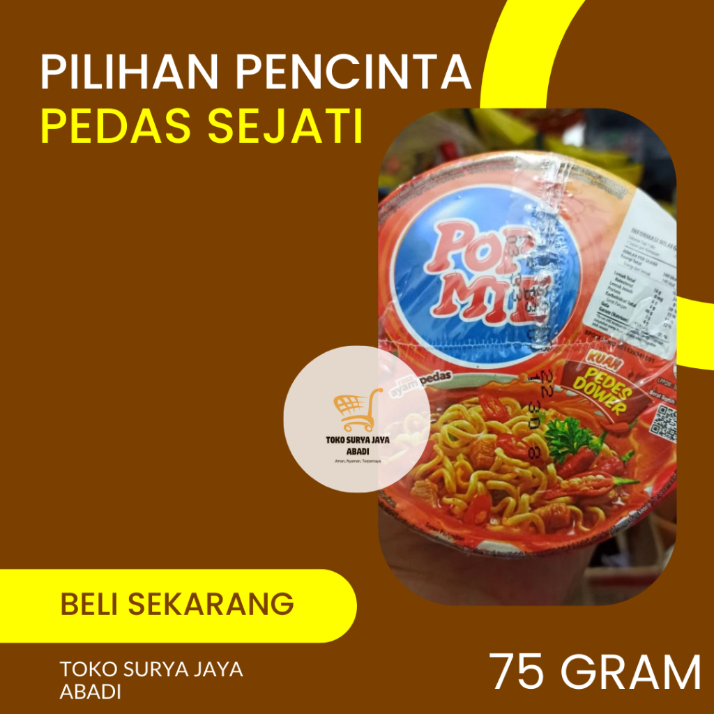 

Pop Mie Mi Instan Kuah Pedes Dower Rasa Ayam Pedas Spicy Chicken Instant Noodle Jumbo Cup Siap Cepat Saji 75 Gram