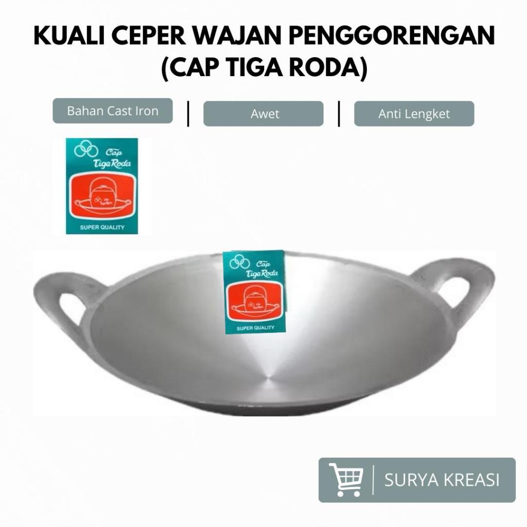 KUALI MEREK TIGA RODA - WAJAN ALUMUNIUM - PENGGORENGAN CEPER - KWALI - KUALI SEDANG - KUALI BESAR