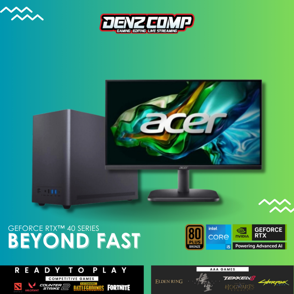 PC Gaming ACER FULL SET - Core i5 13400F | RTX 4060 8GB | 16GB | NVMe | LED 25INCH - Rakitan PC