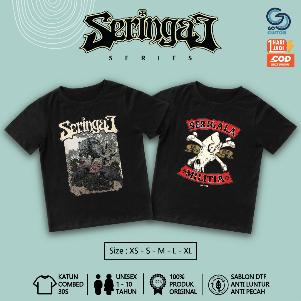 Kaos Anak Laki Laki Perempuan Band SERINGAI MILITIA Usia 1-10 Tahun - Baju Anak Band Rock Metal Punk