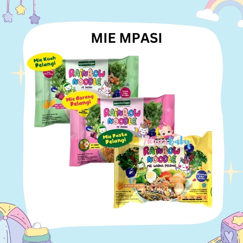 

RAINBOW NOODLE CHEESE SUNKRISPS 45GR MIE MPASI BAYI PASTA MPASI MIE INSTAN SEHAT MIE PELANGI