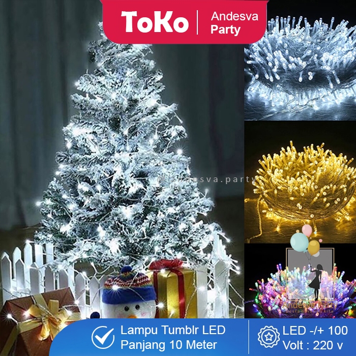 Lampu Tumbrl led 10 m / Lampu Natal Hias dekorasi panjang 10 m / lampu hias pohon natal