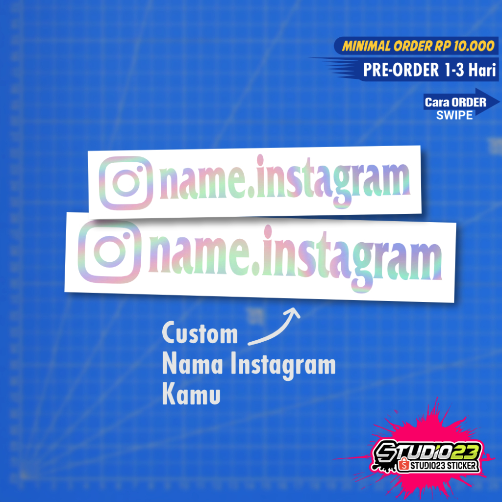 

Stiker Cutting Nama ID Instagram Custom Hologram (1 warna)