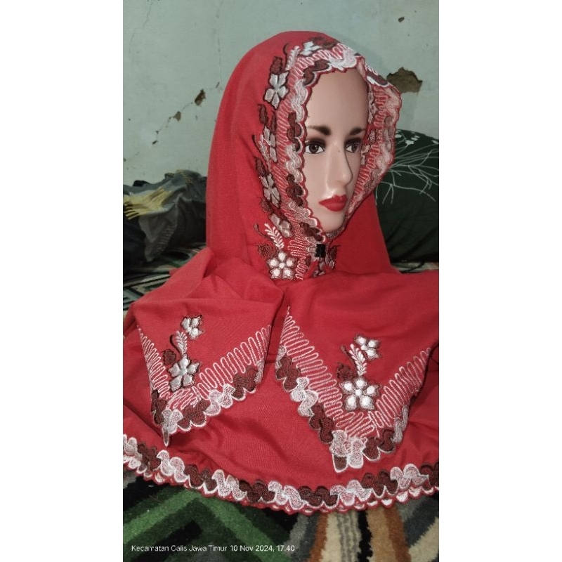 mukena terusan bordir, Mukenah santri, Mukenah madura, Mukena Bordir khas madura