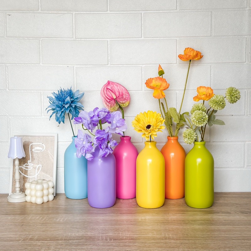 VAS BUNGA WARNA-WARNI 500ML KACA | VAS BUNGA KOREAN COLORFUL | VAS BUNGA LUCU AESTHETIK ESTETIK | VA