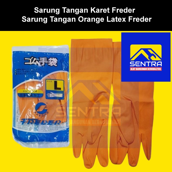 Sarung Tangan Karet Freder / Sarung Tangan Orange Latex Freder