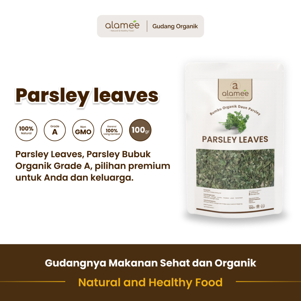 

alamee bumbu organik parsley 100 gram adalah bumbu sehat kaya vitamin dan aroma menyegarkan rasa