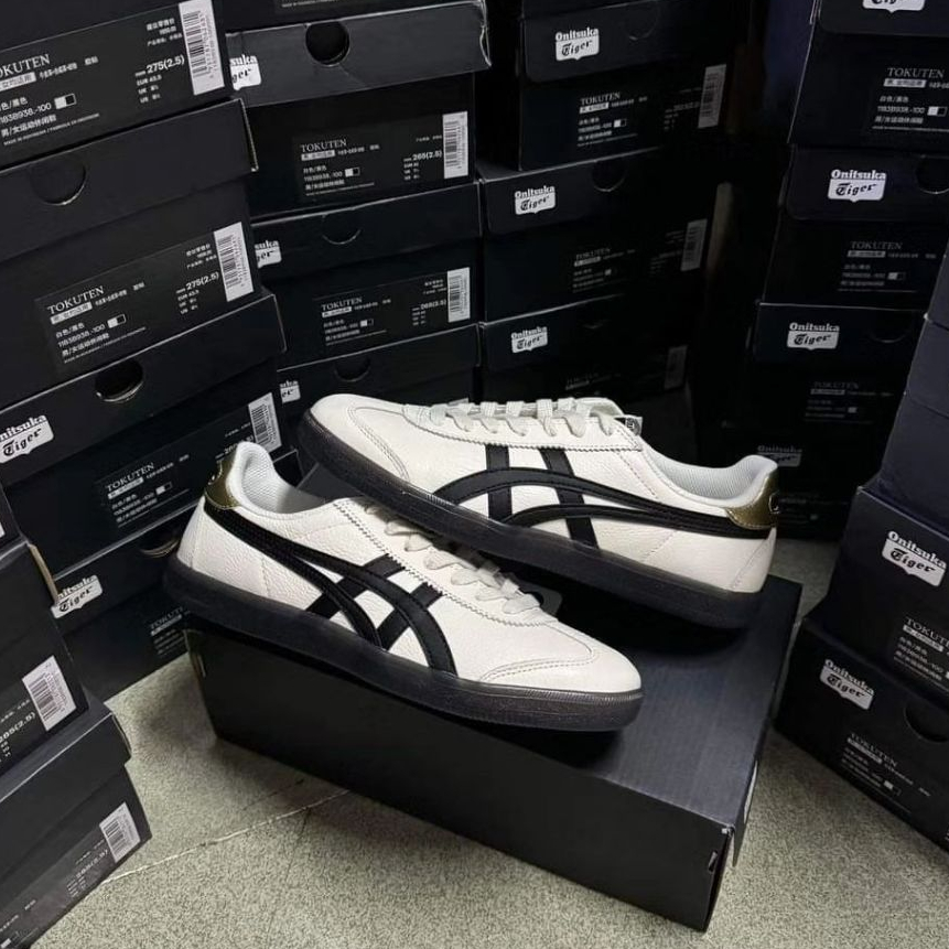CASUAL Sepatu Onitsuka tokuten tiger original black creem gold pria dan wanita