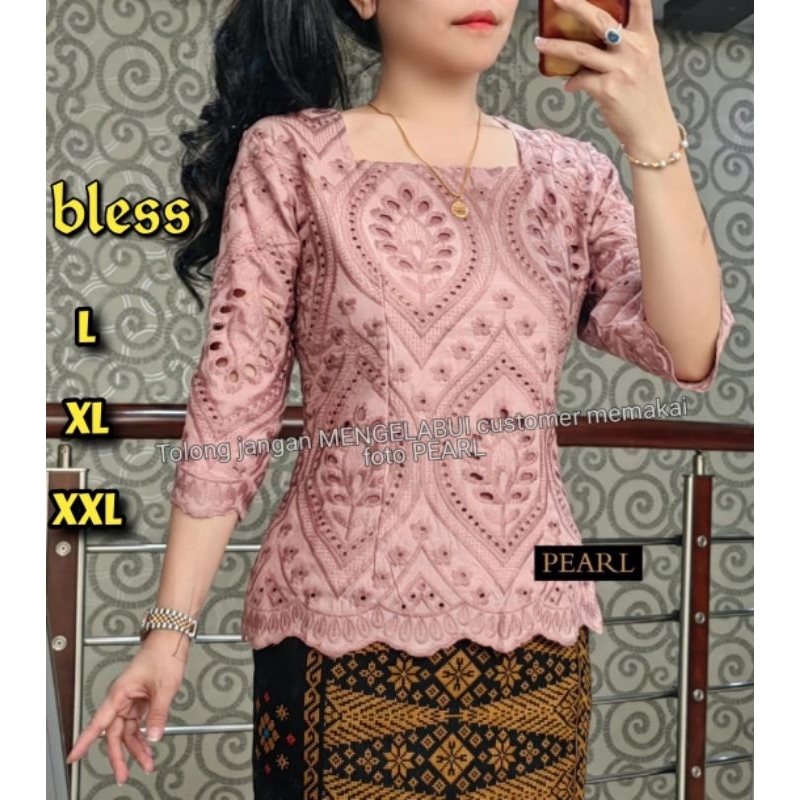 Blus katun kombinasi brokat pearl premium terbaru