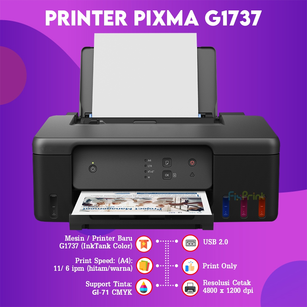 Printer Canon G1010 Single Function PIXMA G1730 1737 Print Only New Original