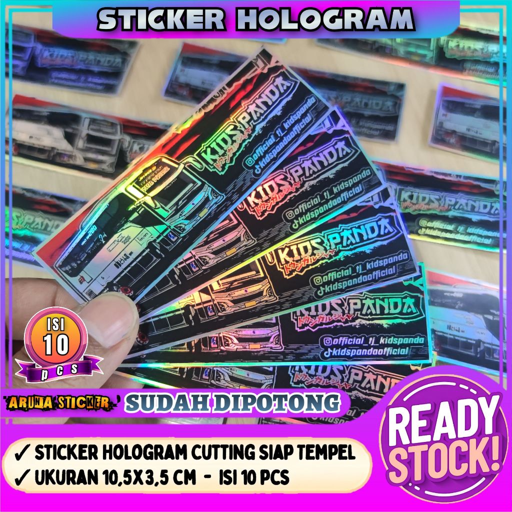 

10 pc Sticker Bus Kids Panda Hologram Panjang SUDAH DIPOTONG Tinggal Tempel Stiker Piano Sepeda