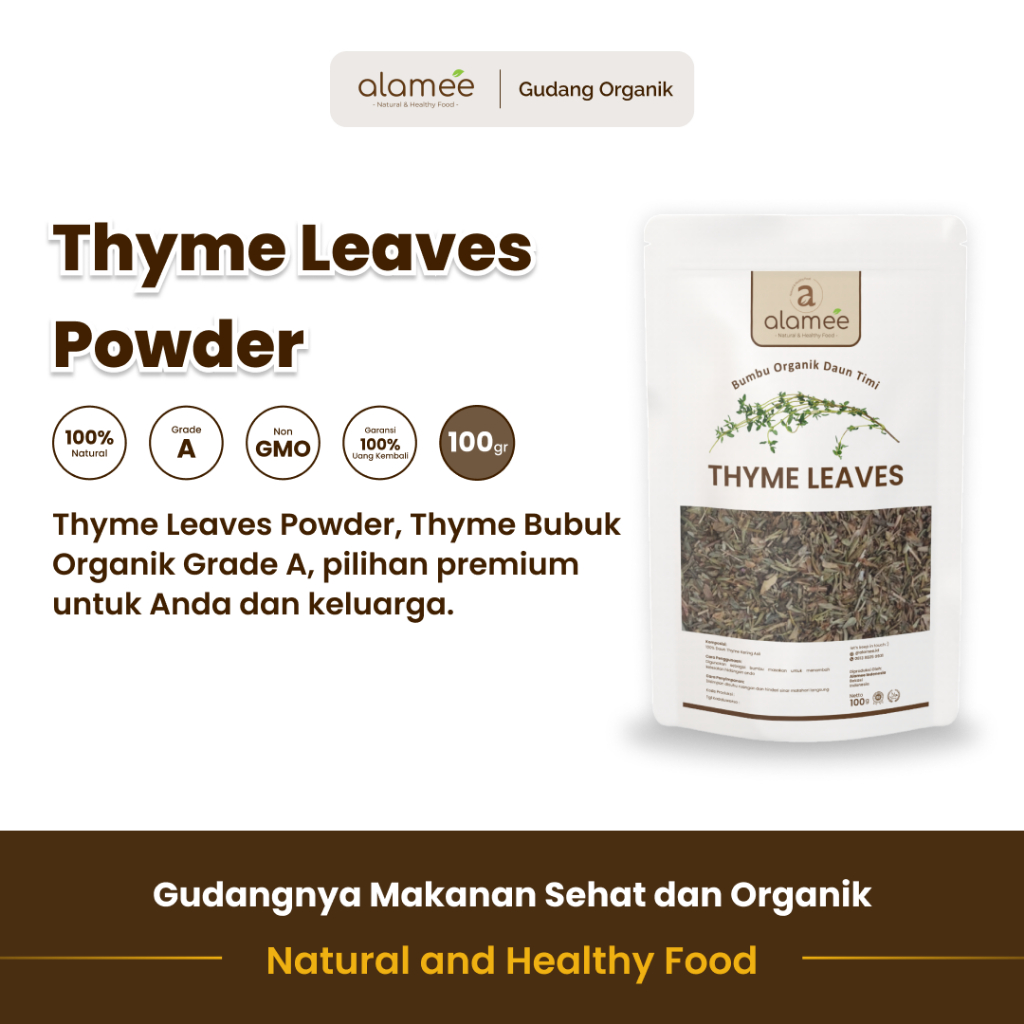 

alamee bumbu organik thyme 100 gram aroma khas pilihan alami tanpa pengawet kaya nutrisi yang cocok