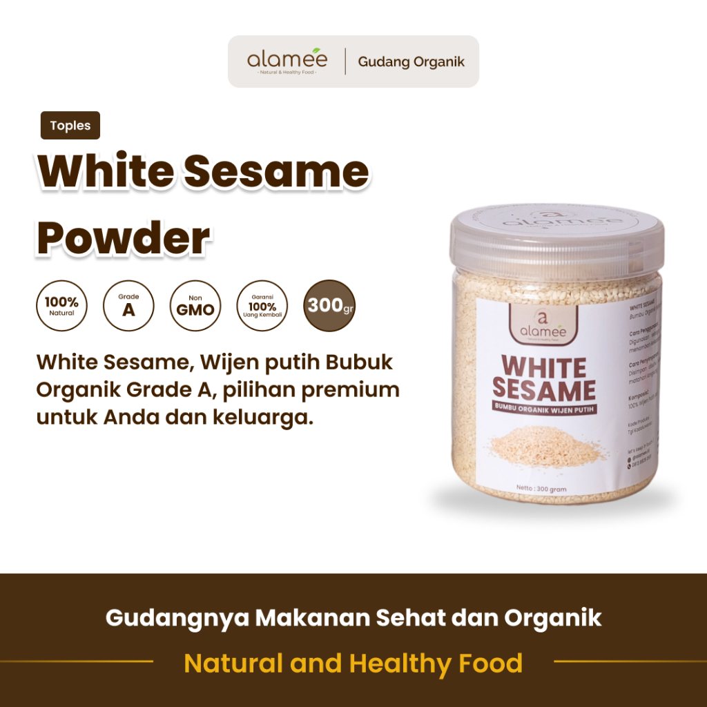 

alamee bumbu organik wijen putih toples rasa gurih dan aroma khas biji berkualitas organik alami