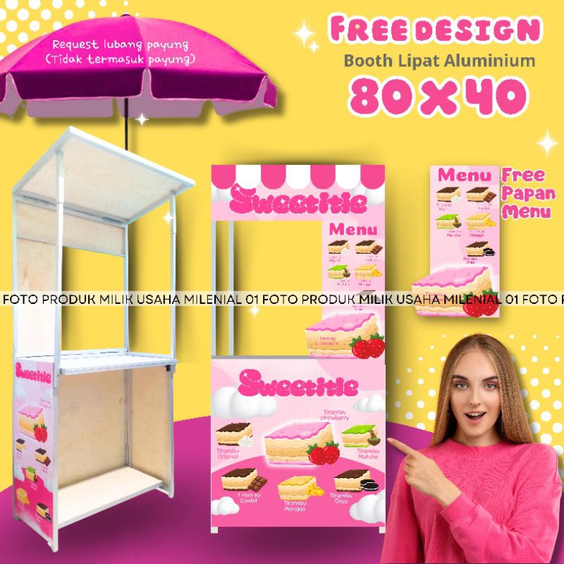 80x40 BOOTH LIPAT, BOOTH PORTABLE, MEJA JUALAN, GEROBAK LIPAT