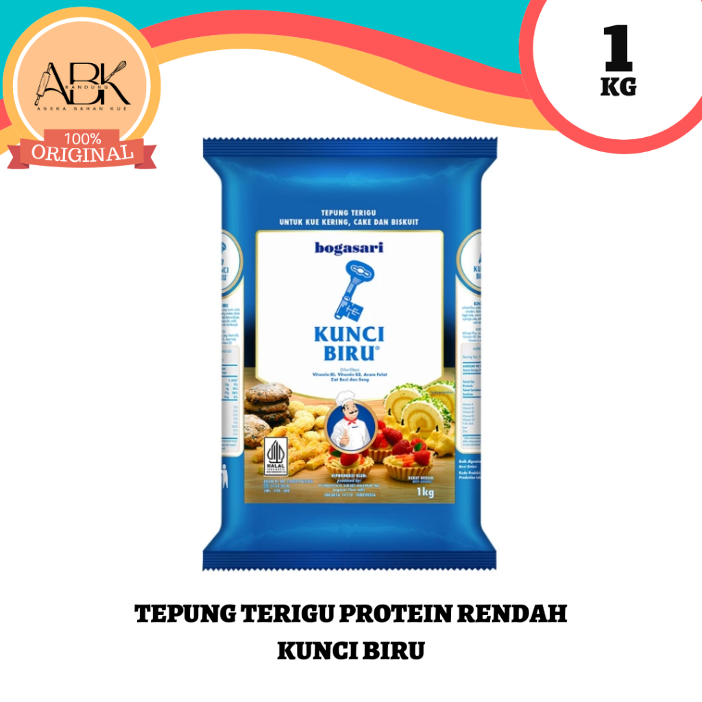 

TEPUNG TERIGU KUNCI BIRU 1KG BOGASARI | TEPUNG TERIGU PROTEIN RENDAH