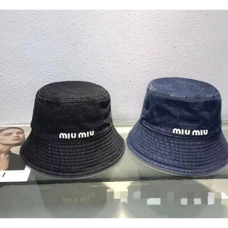 TOPI BUCKET HAT MIU MIU BAHAN JEANS