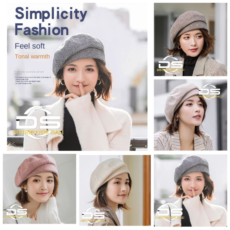 Topi Baret Hat Casual Fashion Wanita Baret Winter Wanita Dewasa Newsboy Fashion Topi Baret Bahan Lem
